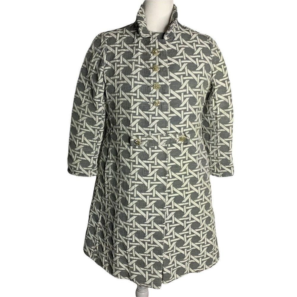 Vintage 60s IMagnin Overcoat Dress Set S Grey Mod